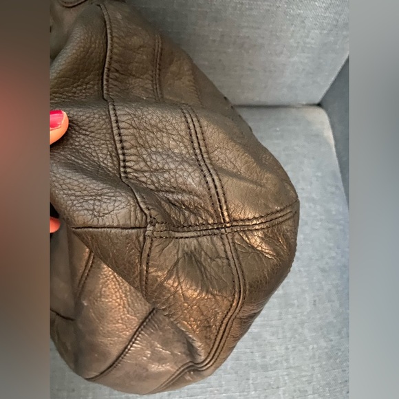 B.Makowski Black Pebble Leather Large Hobo Shoulder Purse Bag Silver Hardware - Picture 10 of 16